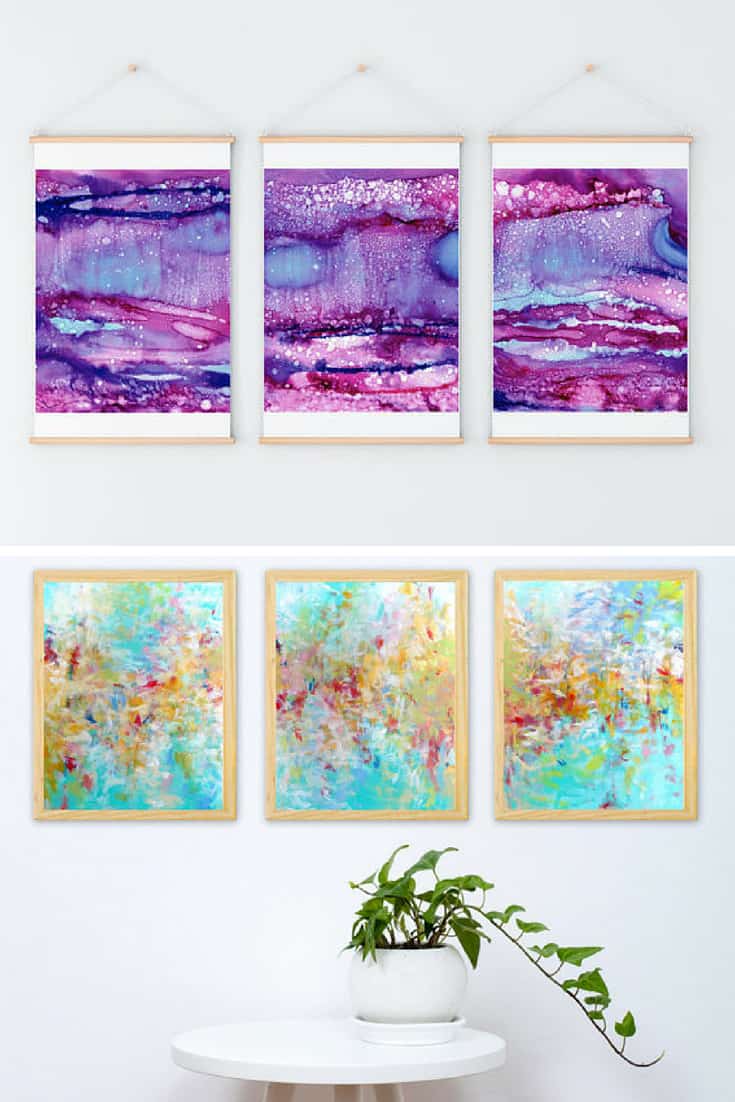 Printable Abstract Triptych Wall Art by Jessica Torrant #wallart #printable #printables #etsy #etsyfinds