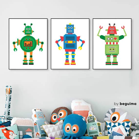 Robot Poster Set of 3 by Beguima Studio #etsy #printableart #wallart