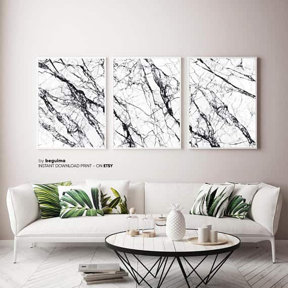 Printable Marble Triptych Wall Art from Beguima Studio #ad #etsy #printableart #wallart #printables